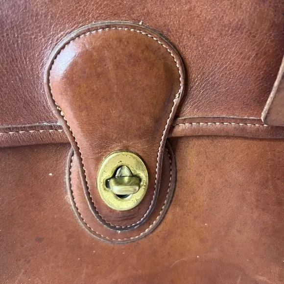 Vintage Coach Murphy Turnlock Leather Crossbody Bag British Tan Leather - Picture 4 of 12